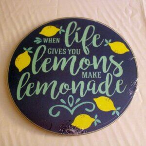 Tempered Glass Lemon Cutting Board/Trivet/Hot Plate - New